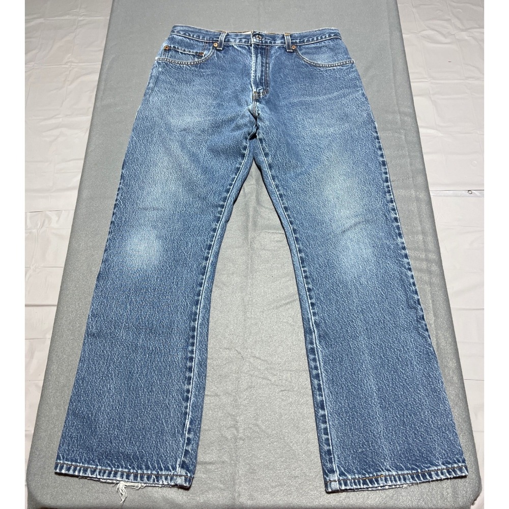 Levis 505 Regular Fit Straight Leg Jeans Mens 34x30 Blue Denim Vintage 505-0216